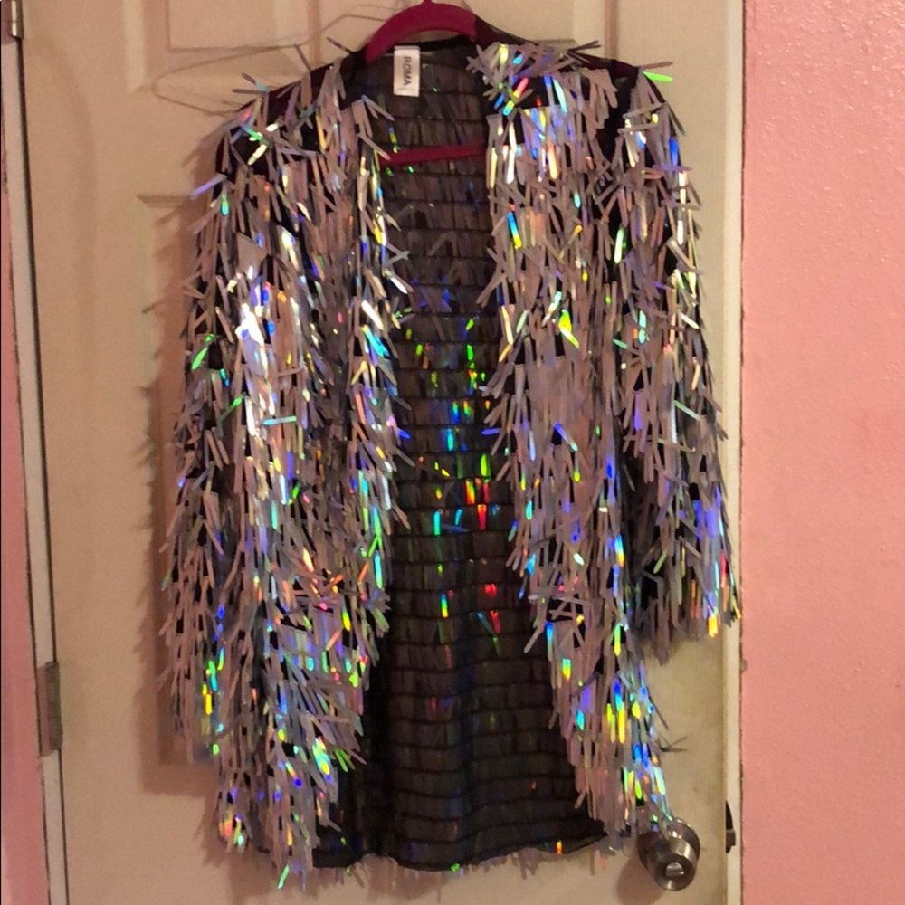 RAVE WEAR. Silver sequin robe
